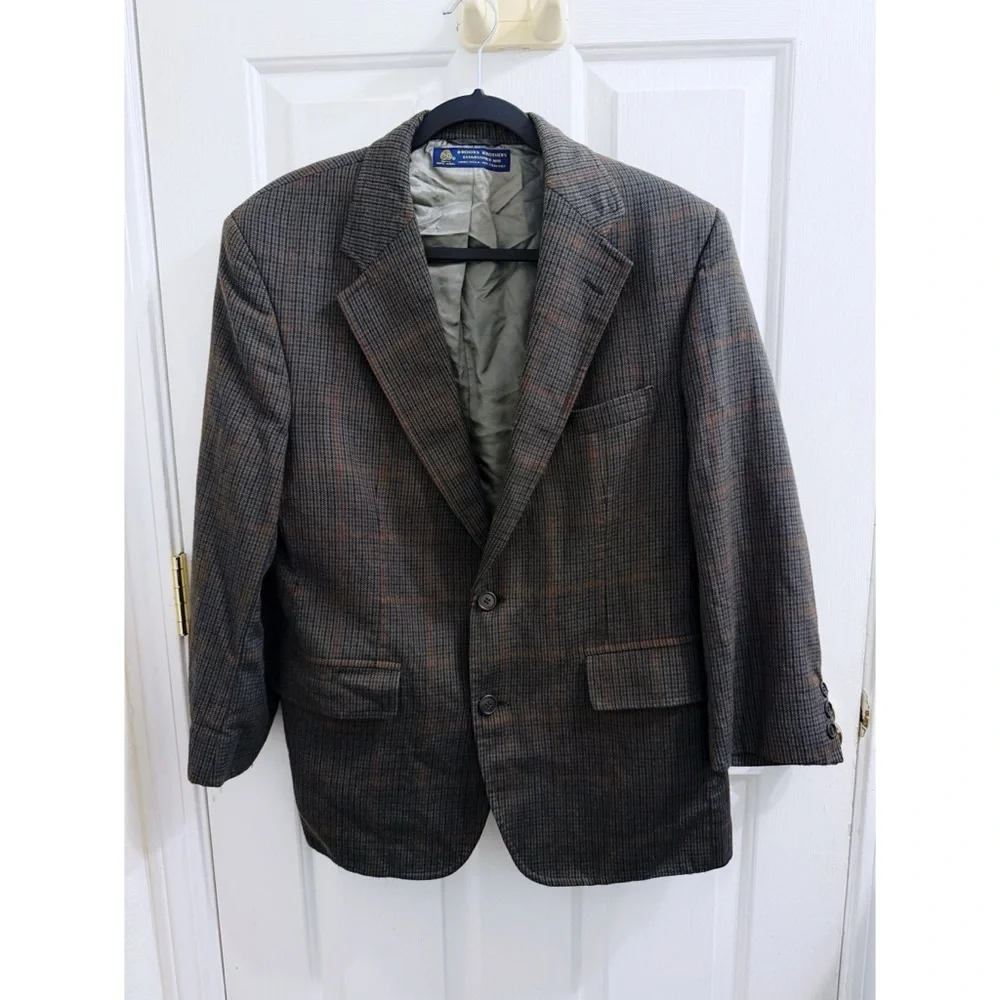 Brooks Brothers Wool Blazer in Brown Plaid